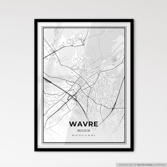 Wavre  Belgium - Scandinavian Style City Map for Modern Home Decor
