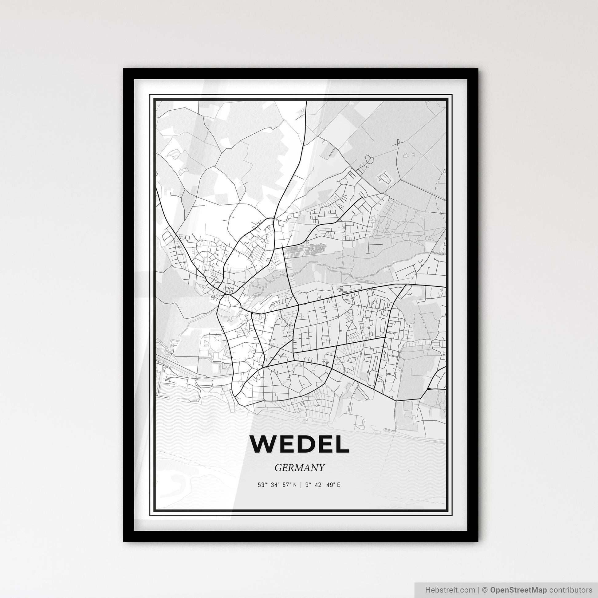 Wedel Germany - Scandinavian Style City Map for Modern Home Decor