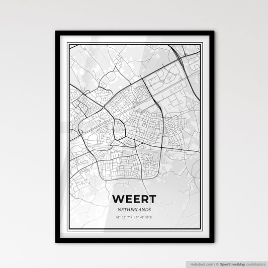 Weert Netherlands - Scandinavian Style City Map for Modern Home Decor