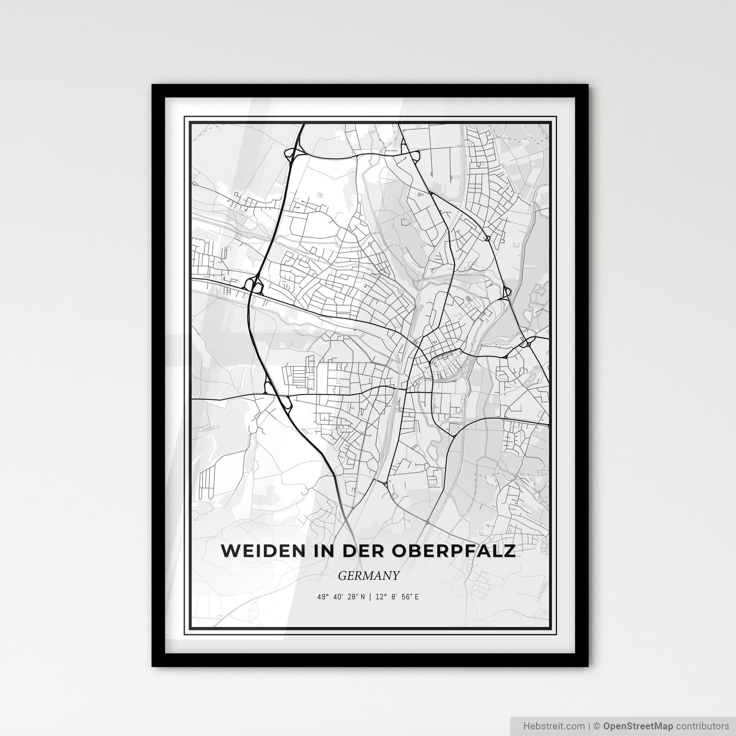 Weiden in der Oberpfalz Germany - Scandinavian Style City Map for Modern Home Decor