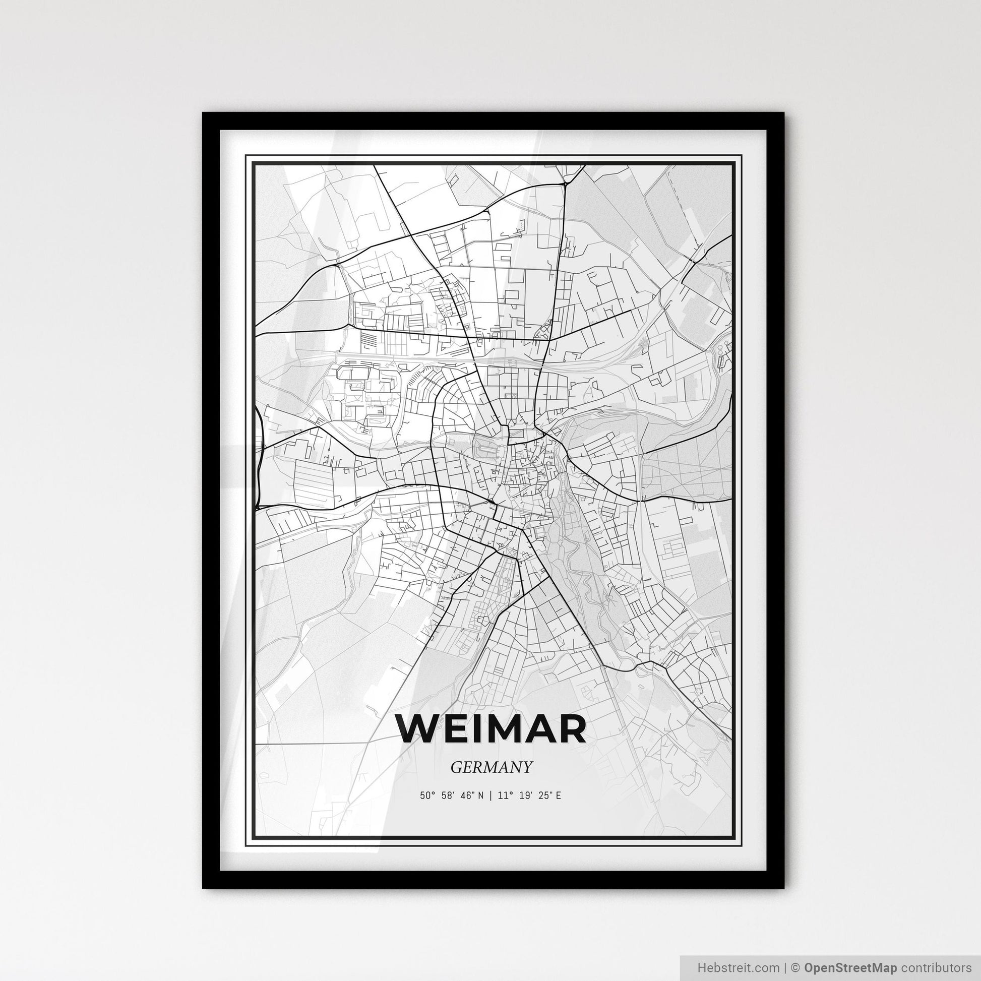 Weimar Germany - Scandinavian Style City Map for Modern Home Decor