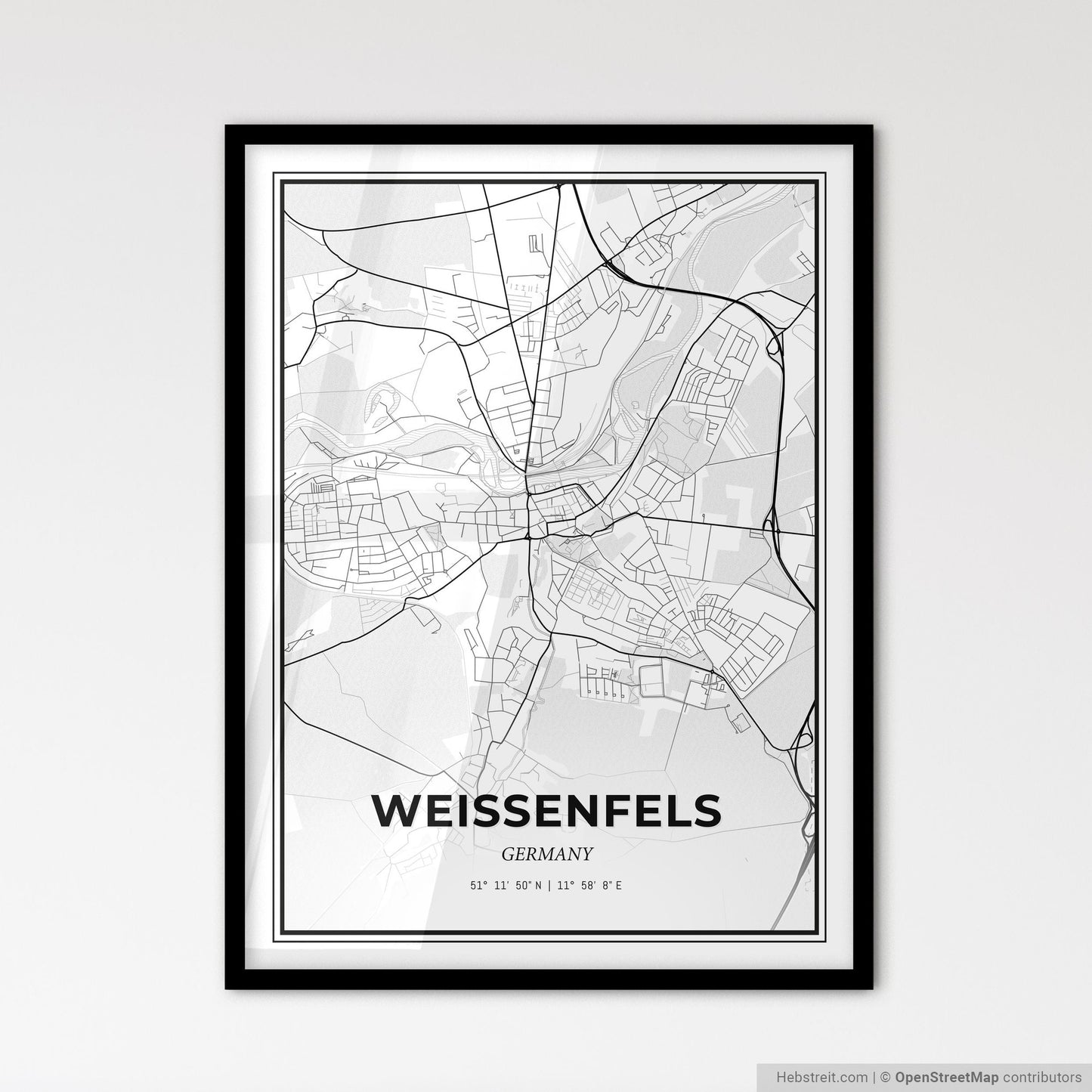 Weißenfels Germany - Scandinavian Style City Map for Modern Home Decor