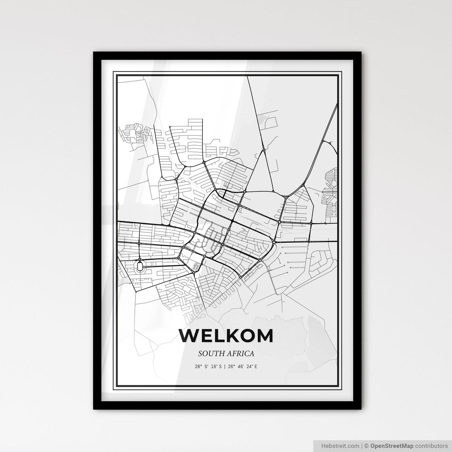 Welkom South Africa - Scandinavian Style City Map for Modern Home Decor