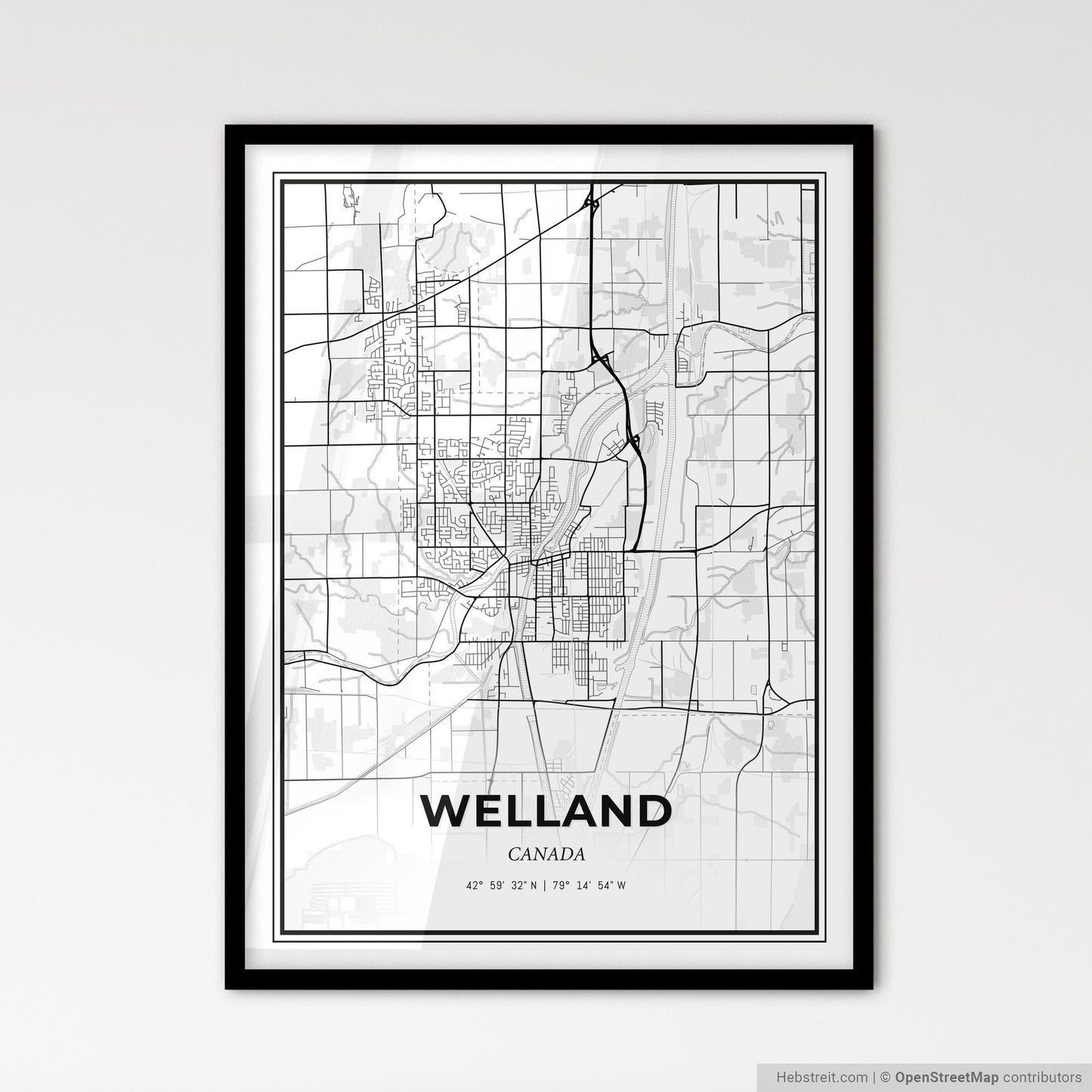 Welland Canada - Scandinavian Style City Map for Modern Home Decor