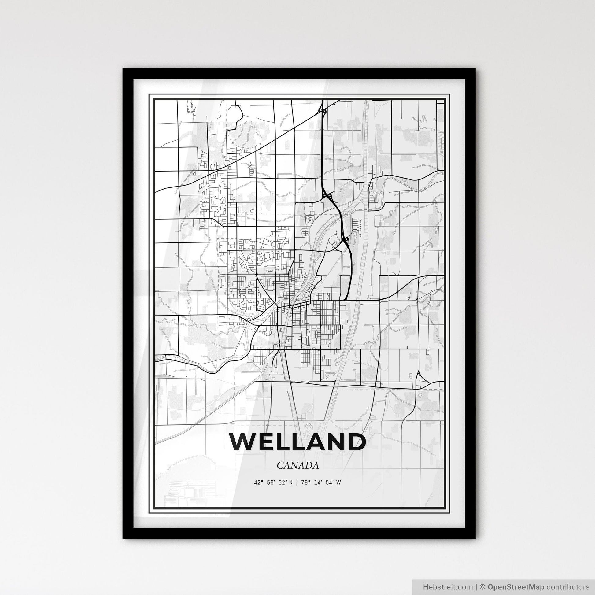 Welland Canada - Scandinavian Style City Map for Modern Home Decor