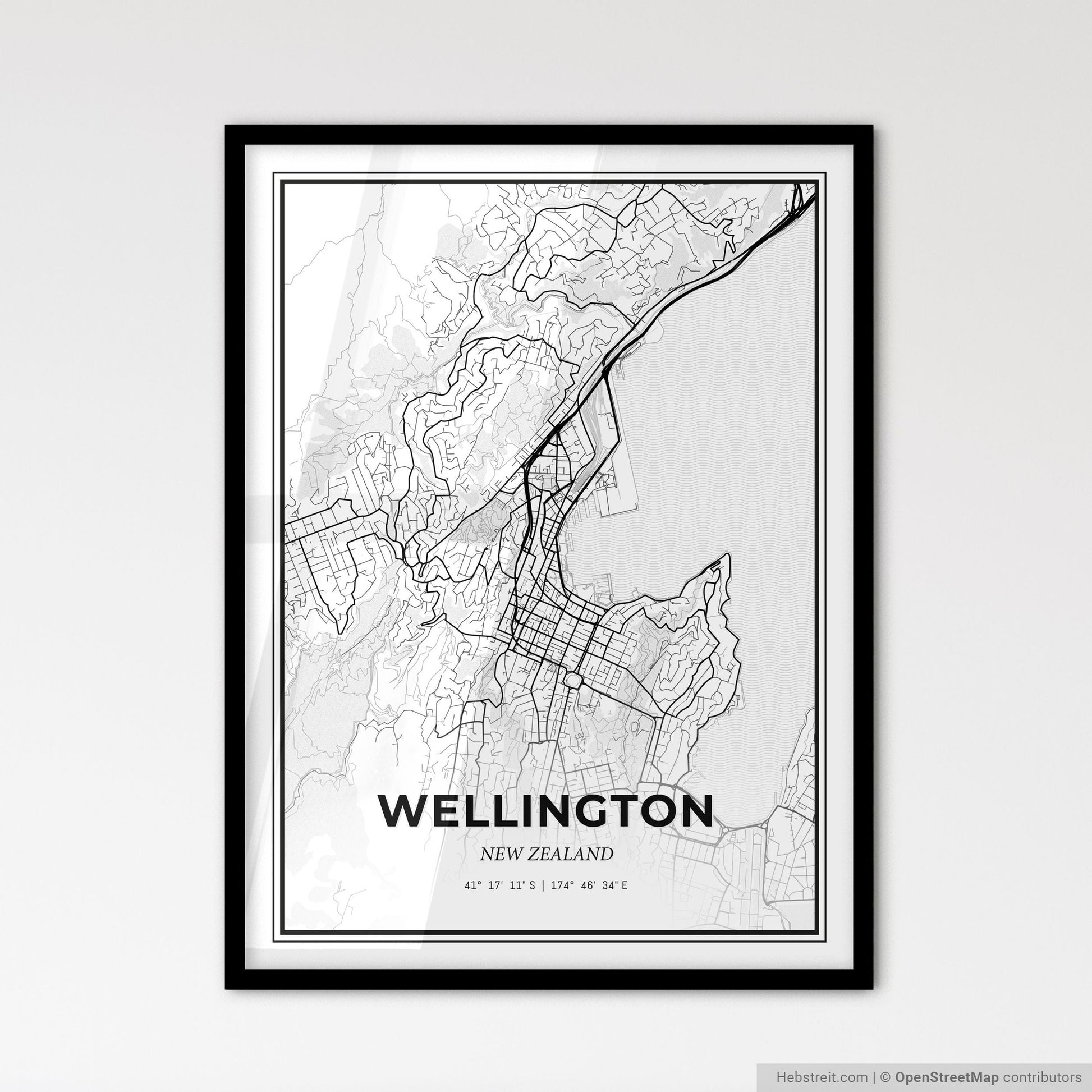 Wellington New Zealand - Scandinavian Style City Map for Modern Home Decor