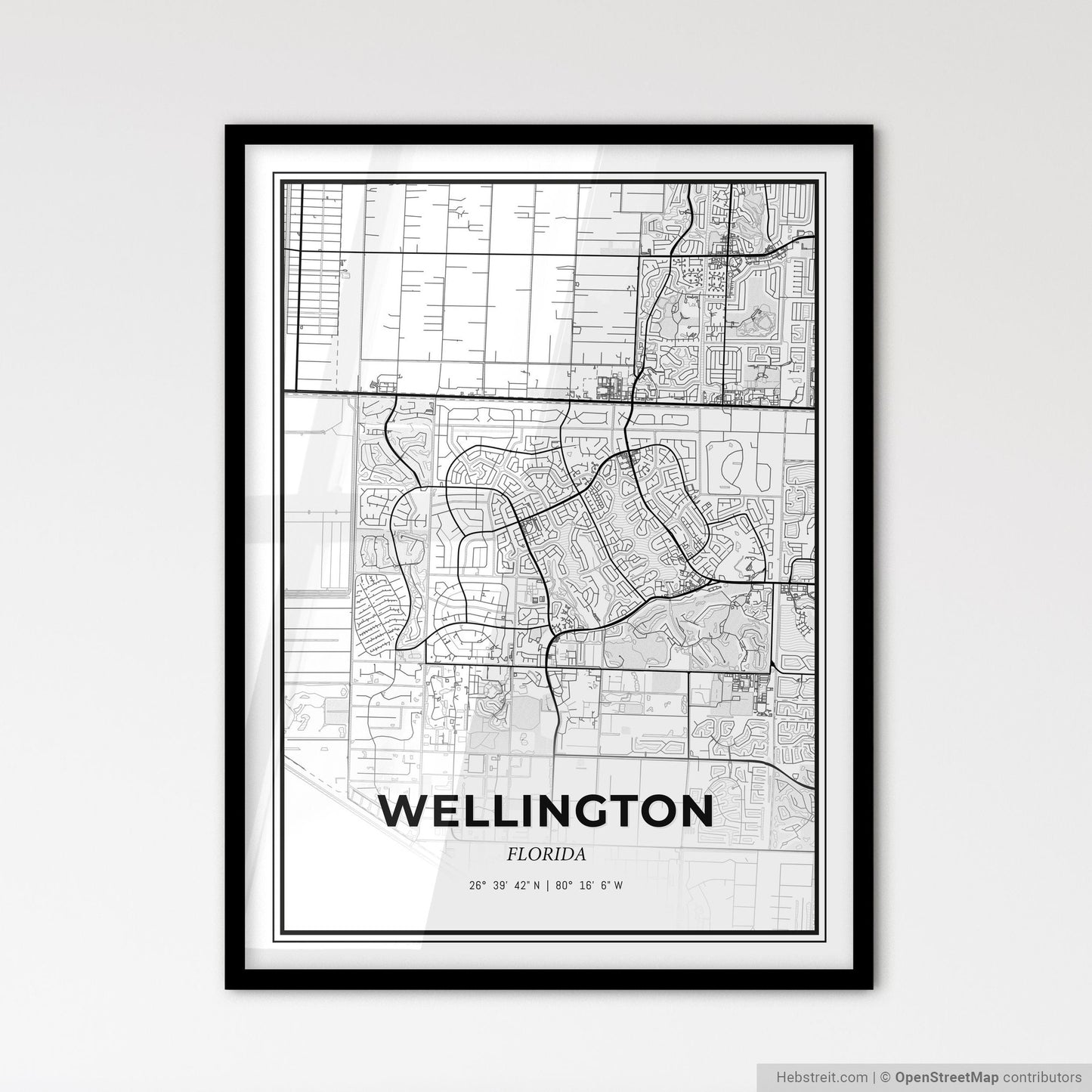 Wellington Florida - Scandinavian Style City Map for Modern Home Decor