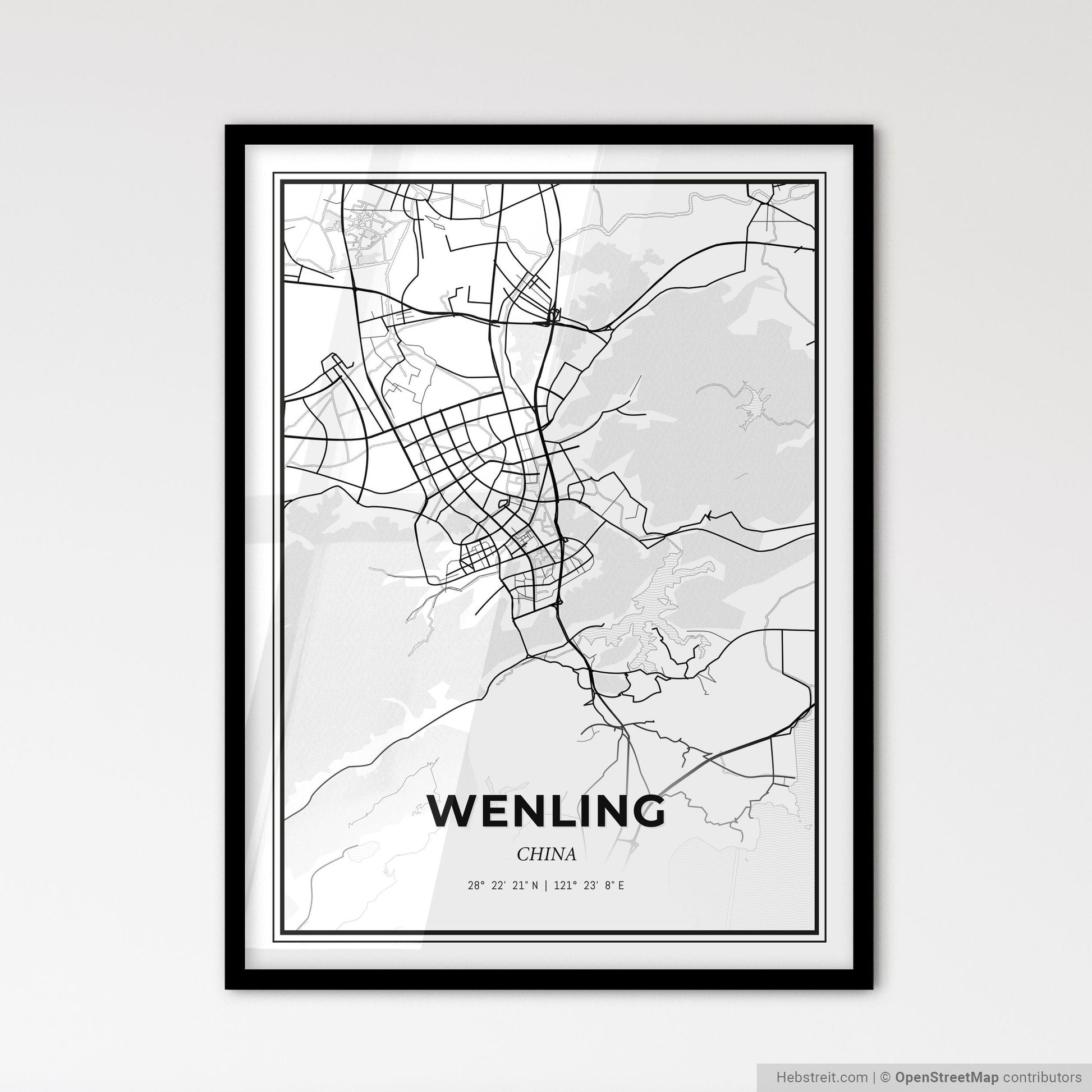 Wenling China - Scandinavian Style City Map for Modern Home Decor
