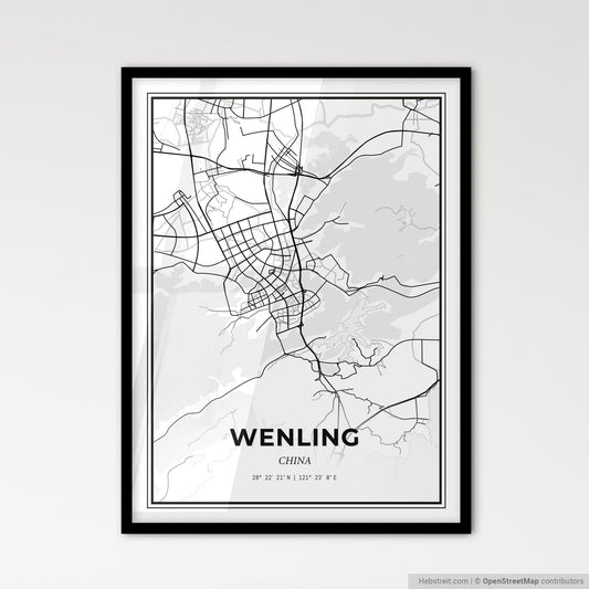 Wenling China - Scandinavian Style City Map for Modern Home Decor