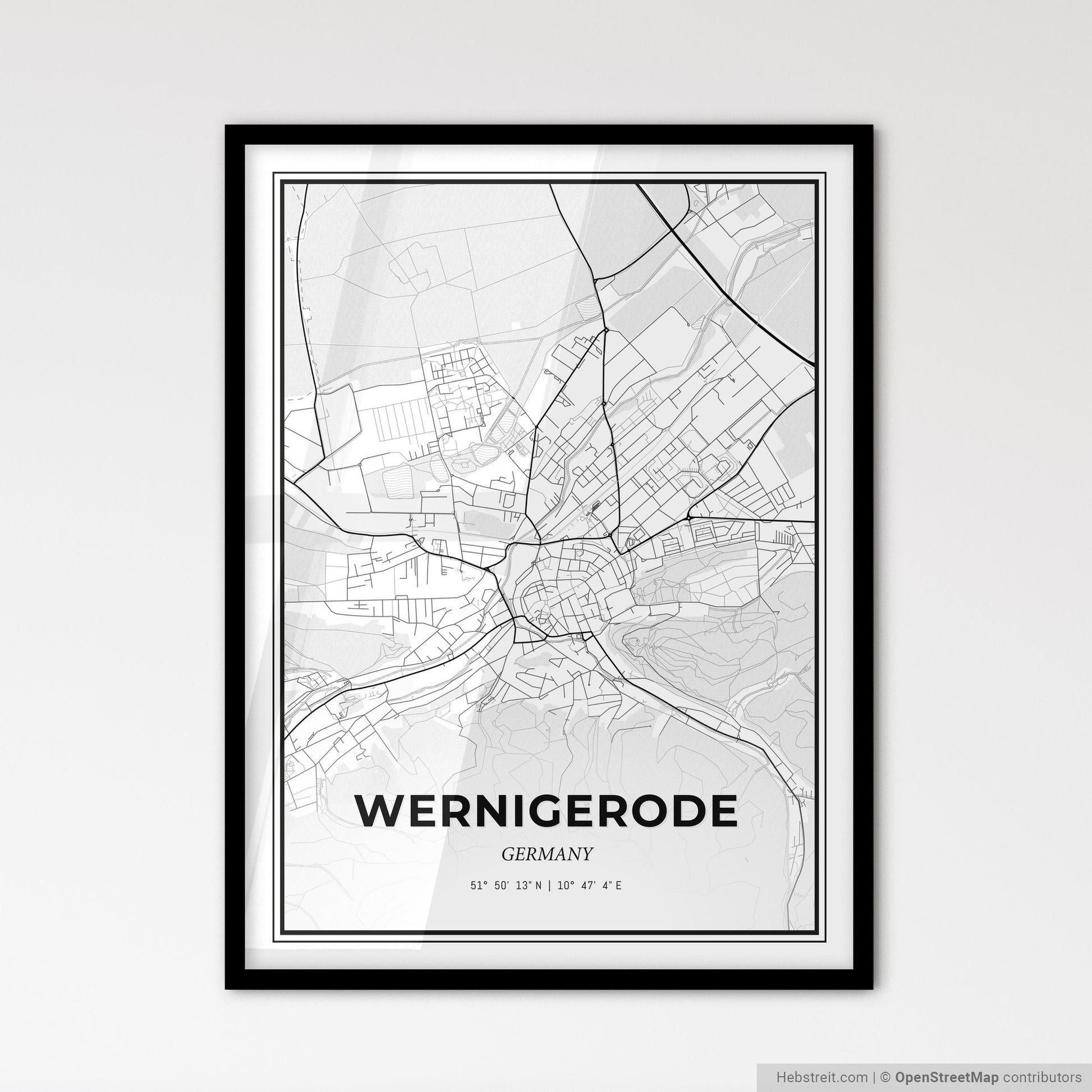 Wernigerode Germany - Scandinavian Style City Map for Modern Home Decor