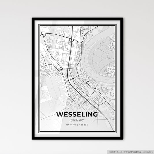 Wesseling Germany - Scandinavian Style City Map for Modern Home Decor