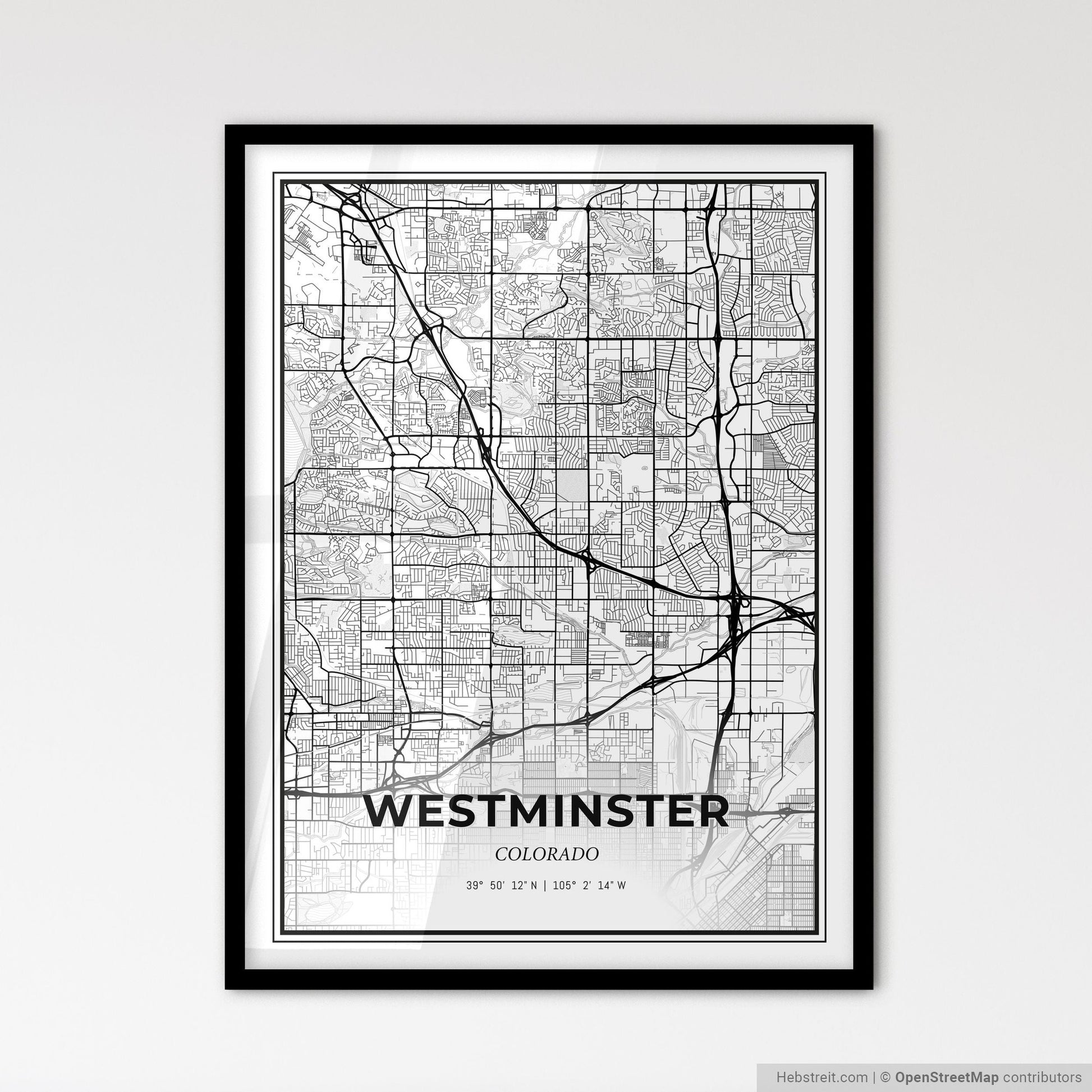 Westminster Colorado - Scandinavian Style City Map for Modern Home Decor