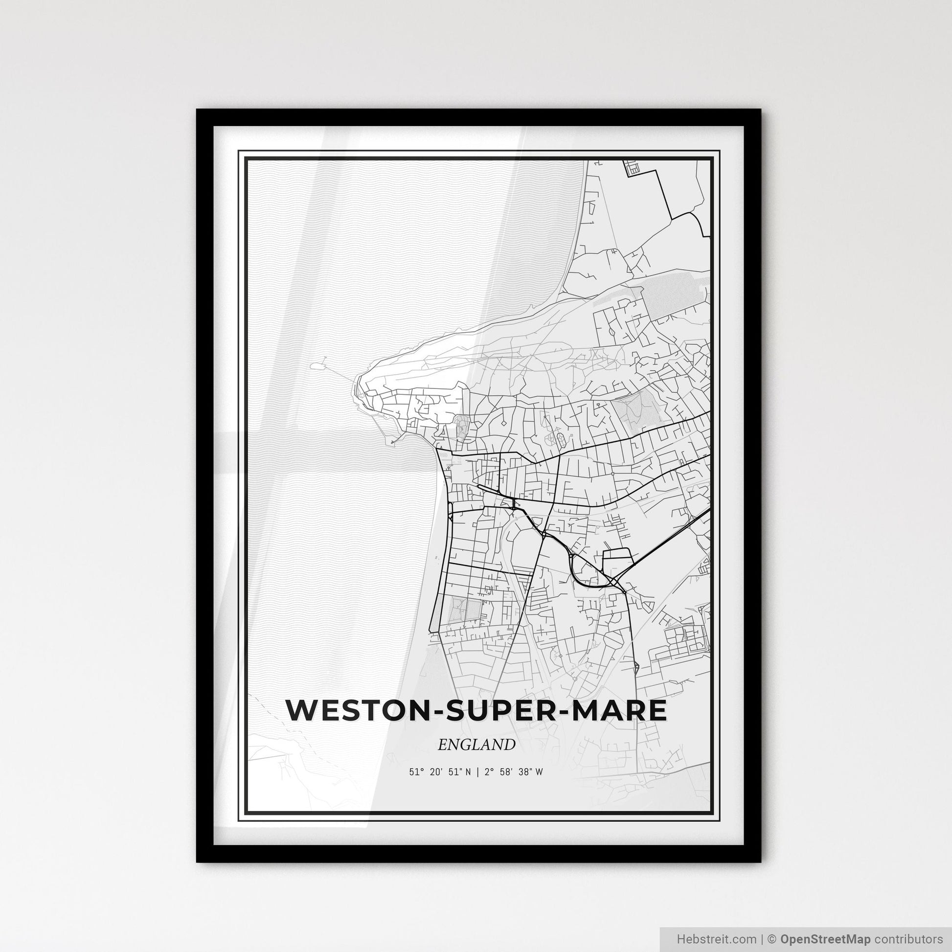 Weston-super-Mare England - Scandinavian Style City Map for Modern Home Decor