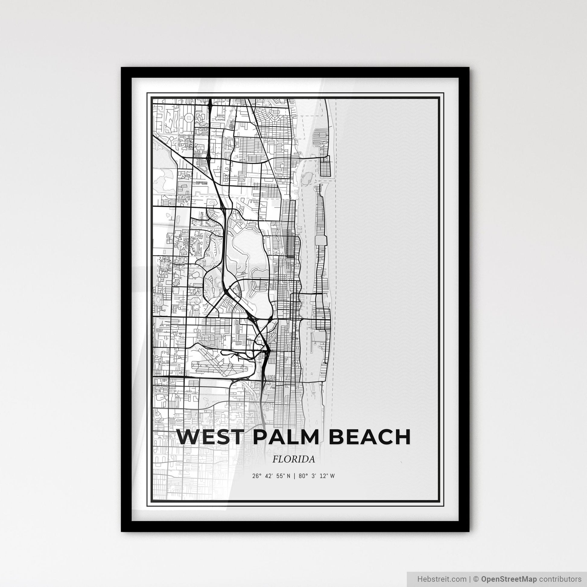 West Palm Beach Florida - Scandinavian Style City Map for Modern Home Decor