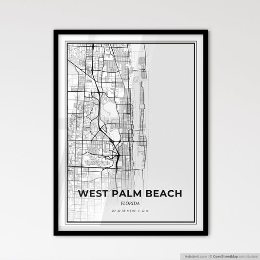 West Palm Beach Florida - Scandinavian Style City Map for Modern Home Decor
