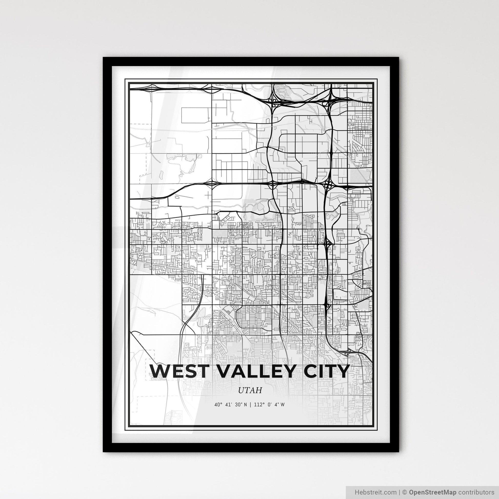West Valley City Utah - Scandinavian Style City Map for Modern Home Decor