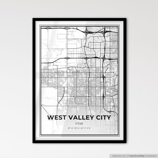 West Valley City Utah - Scandinavian Style City Map for Modern Home Decor