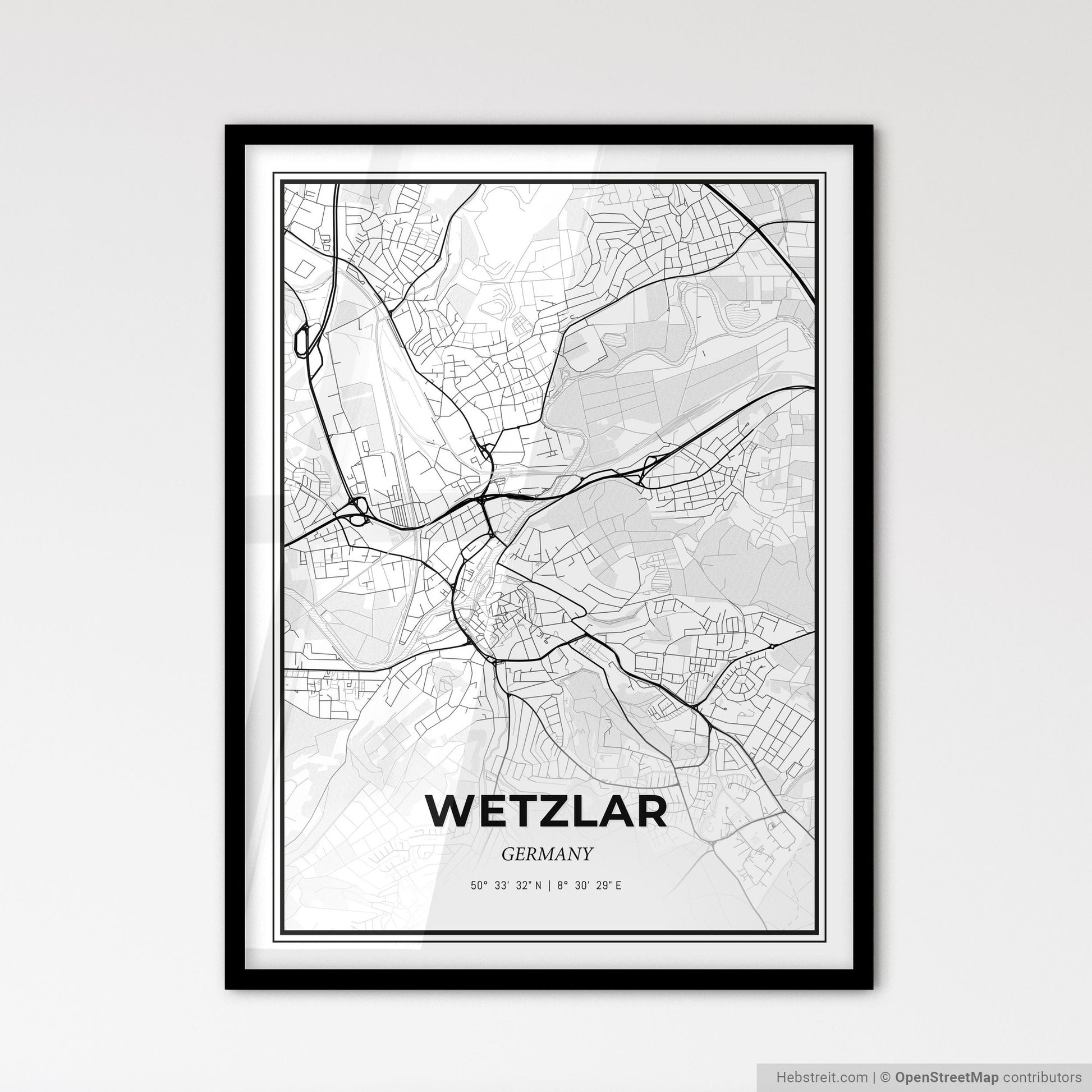Wetzlar Germany - Scandinavian Style City Map for Modern Home Decor