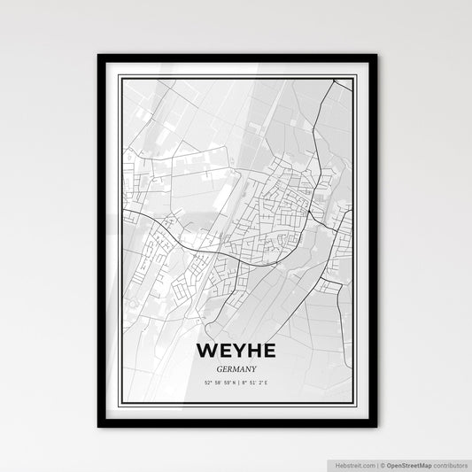Weyhe Germany - Scandinavian Style City Map for Modern Home Decor