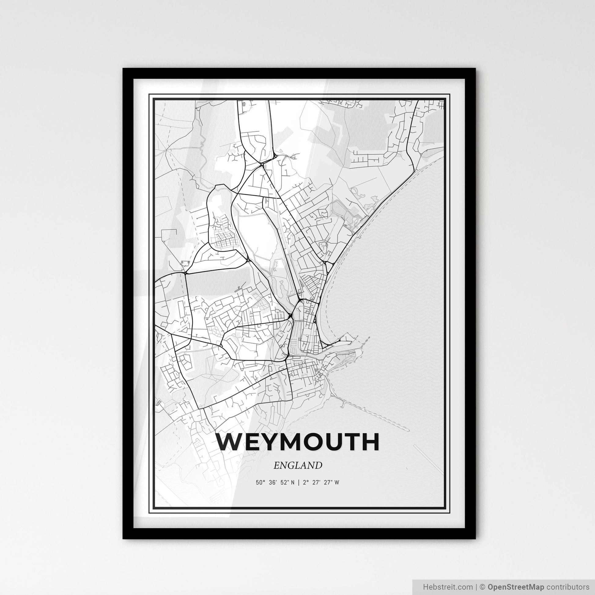 Weymouth England - Scandinavian Style City Map for Modern Home Decor