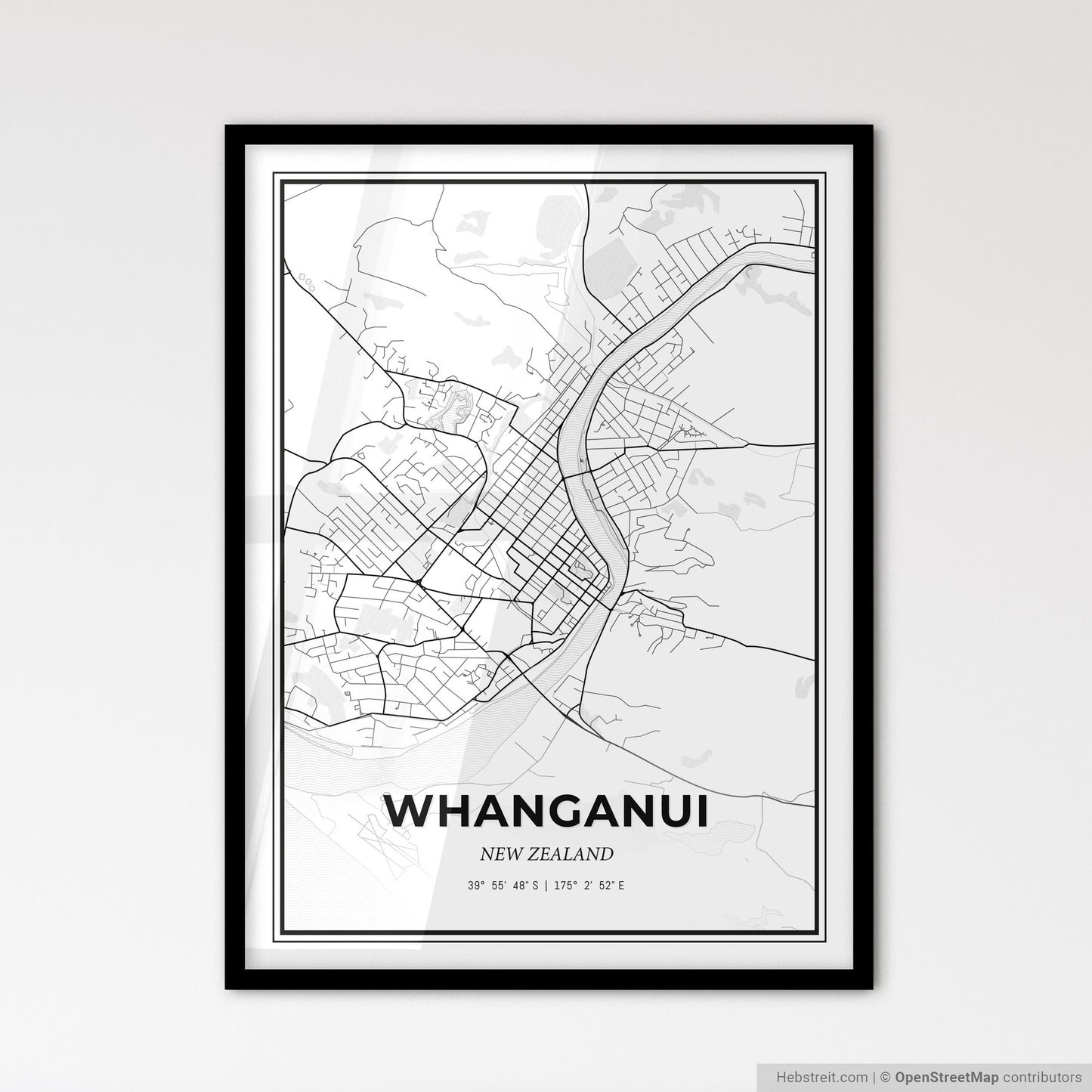 Whanganui New Zealand - Scandinavian Style City Map for Modern Home Decor