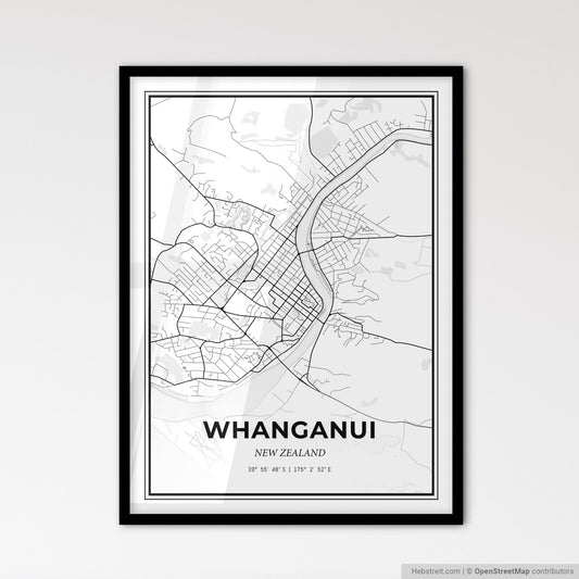 Whanganui New Zealand - Scandinavian Style City Map for Modern Home Decor