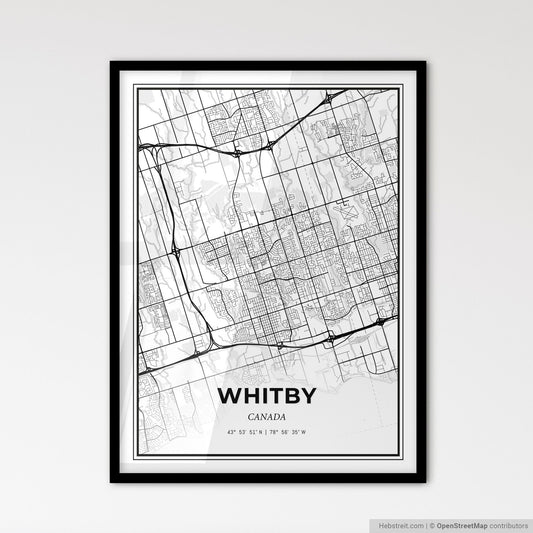 Whitby Canada - Scandinavian Style City Map for Modern Home Decor