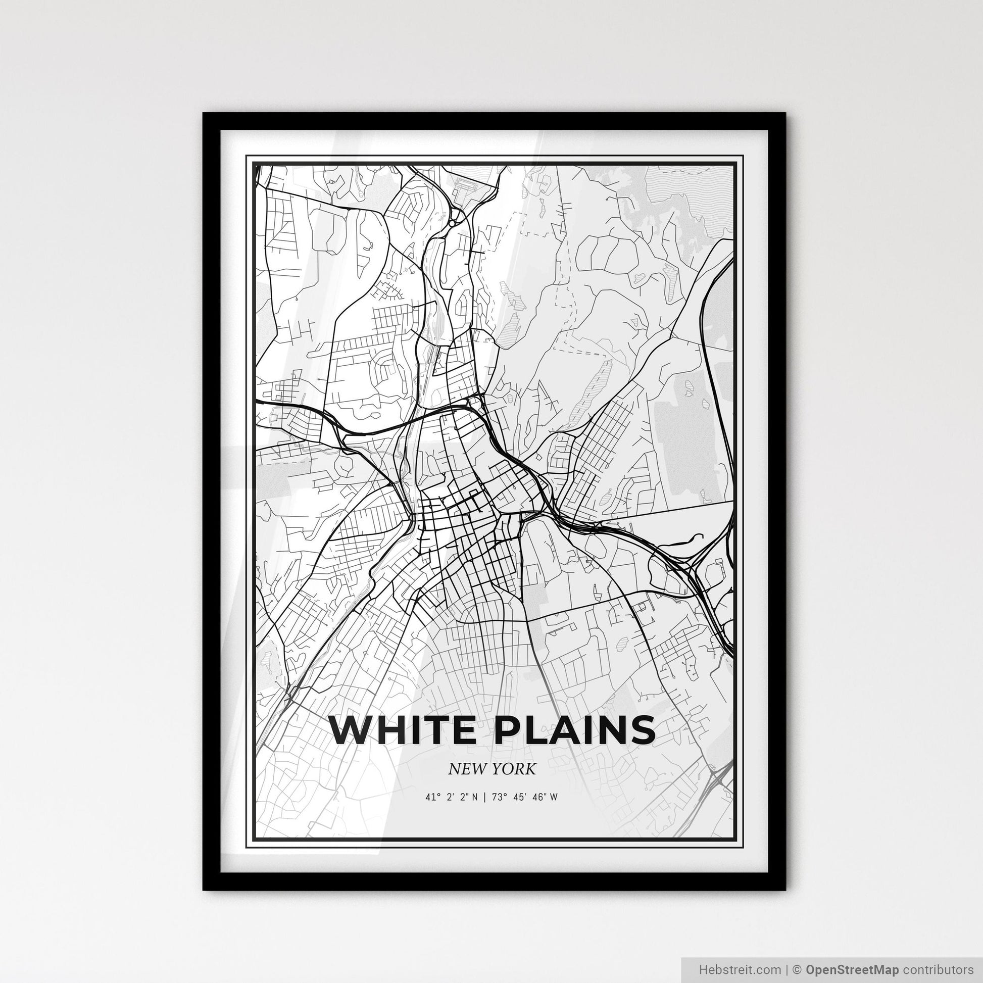 White Plains New York - Scandinavian Style City Map for Modern Home Decor