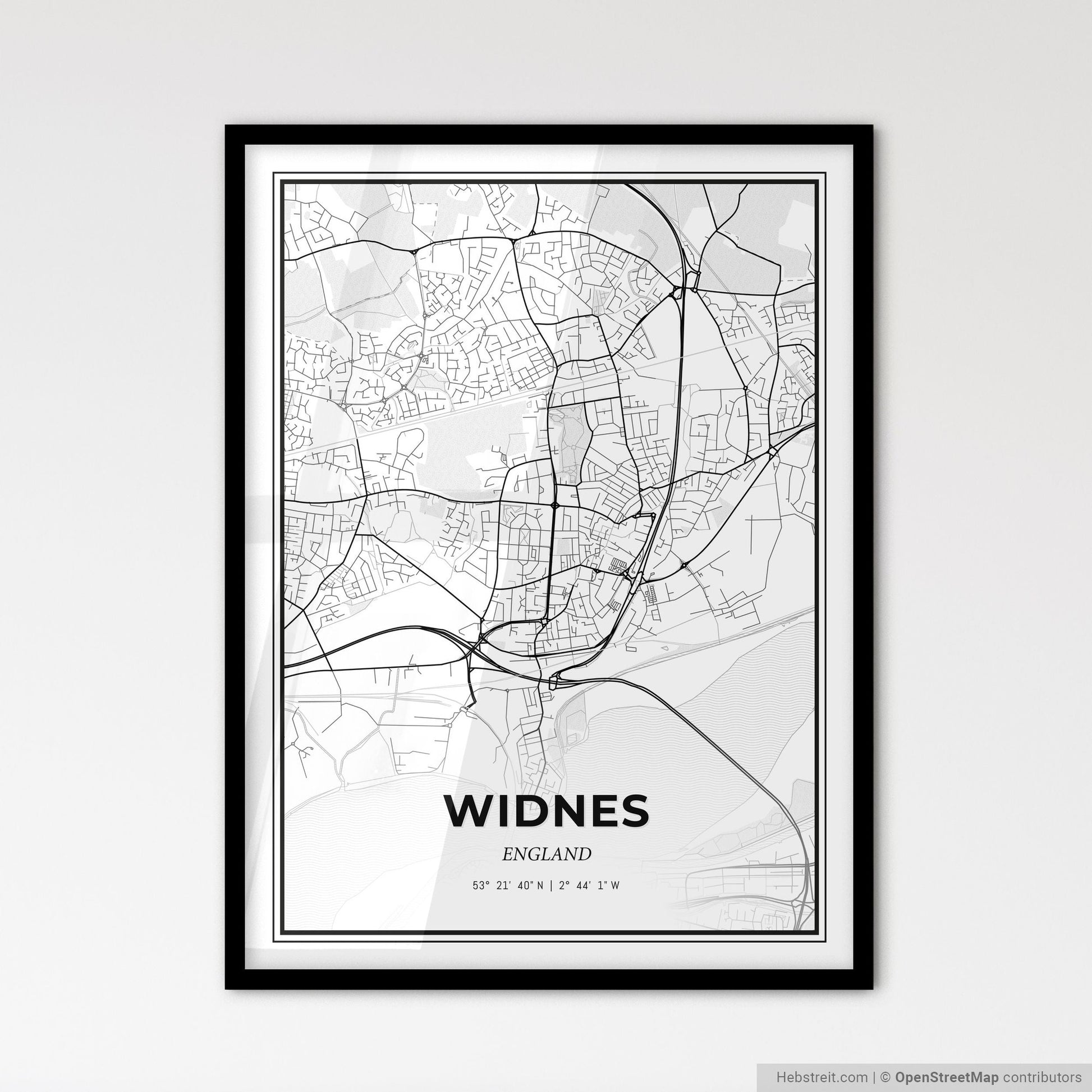 Widnes England - Scandinavian Style City Map for Modern Home Decor