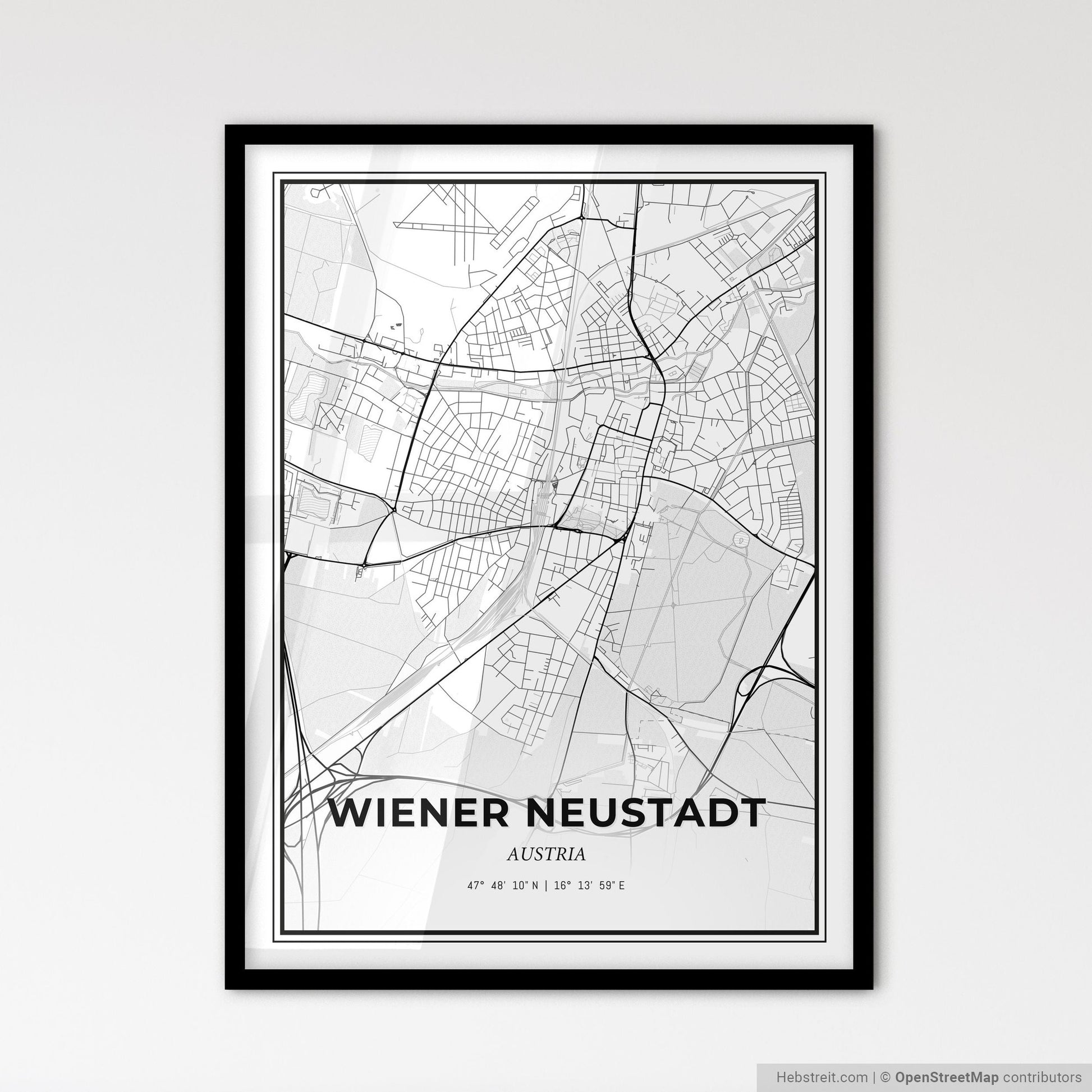 Wiener Neustadt Austria - Scandinavian Style City Map for Modern Home Decor