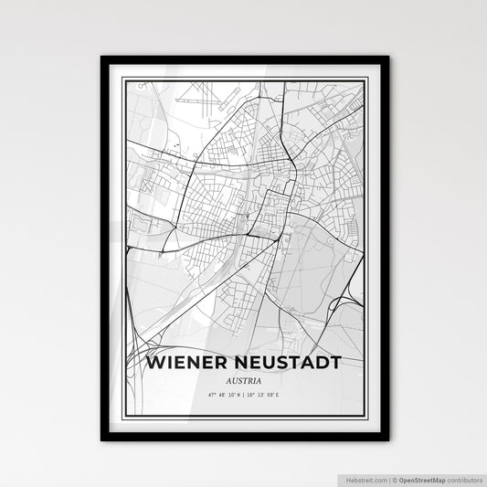 Wiener Neustadt Austria - Scandinavian Style City Map for Modern Home Decor