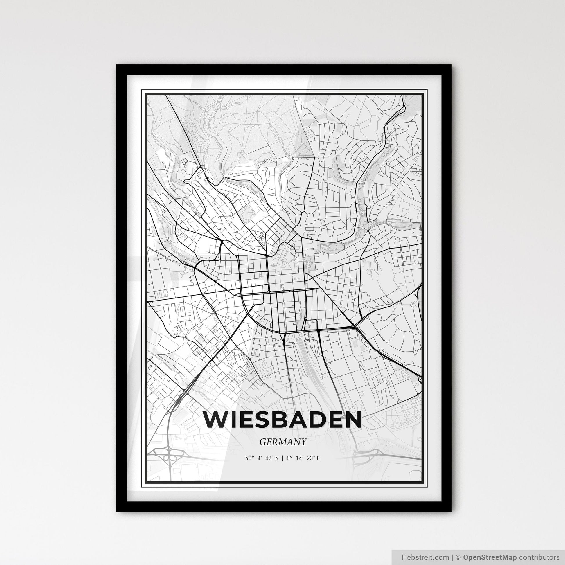 Wiesbaden Germany - Scandinavian Style City Map for Modern Home Decor