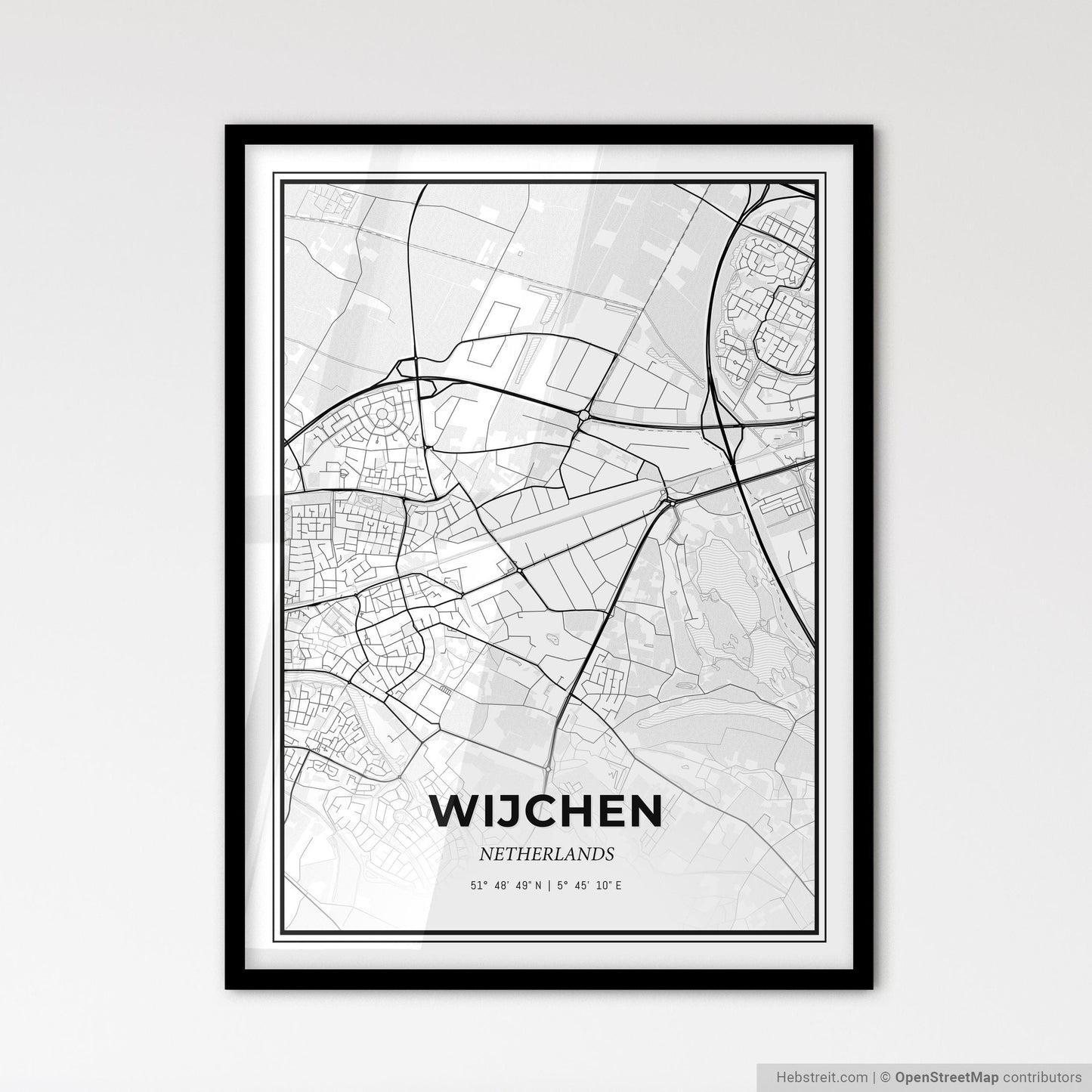 Wijchen Netherlands - Scandinavian Style City Map for Modern Home Decor