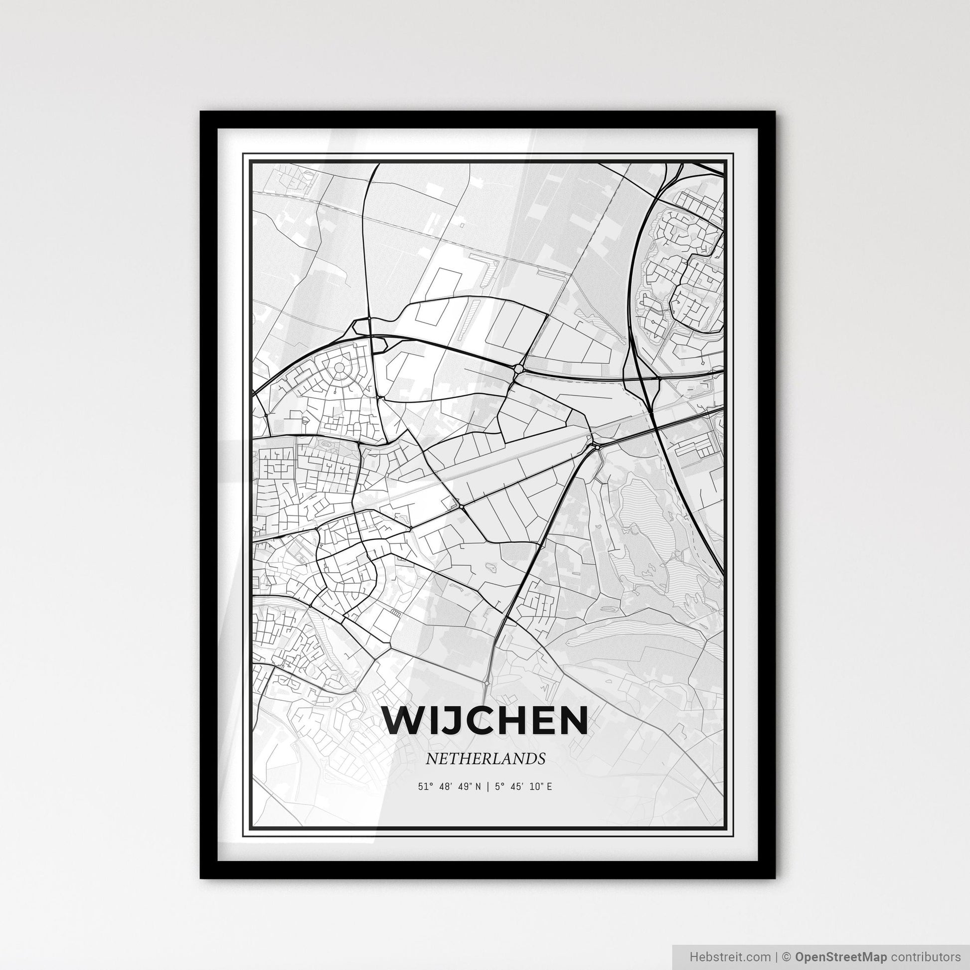 Wijchen Netherlands - Scandinavian Style City Map for Modern Home Decor