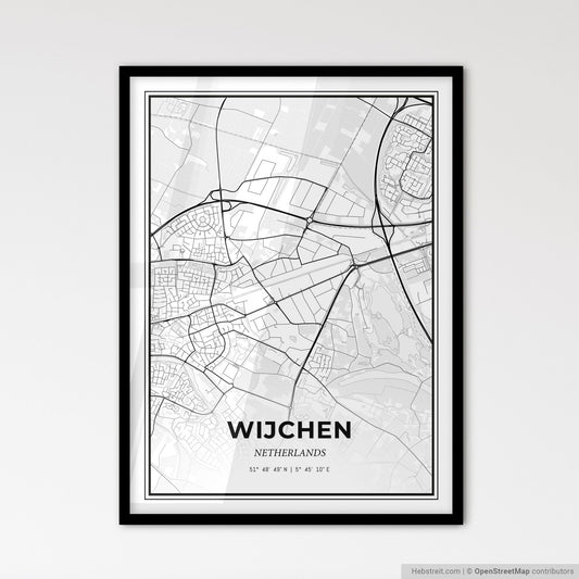 Wijchen Netherlands - Scandinavian Style City Map for Modern Home Decor