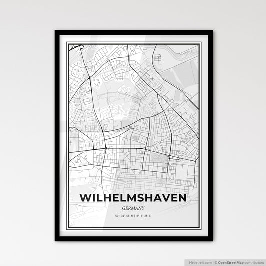Wilhelmshaven Germany - Scandinavian Style City Map for Modern Home Decor