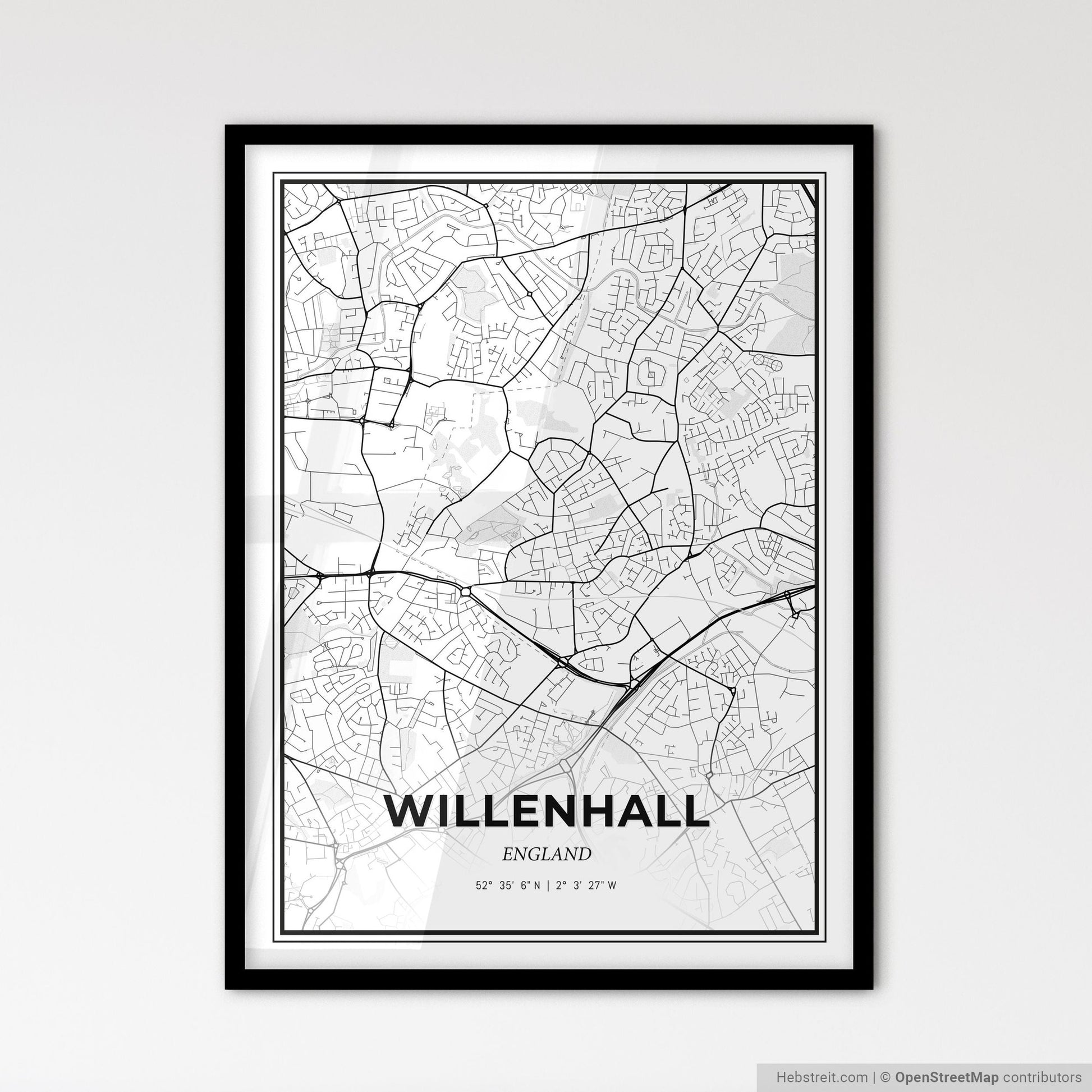 Willenhall England - Scandinavian Style City Map for Modern Home Decor