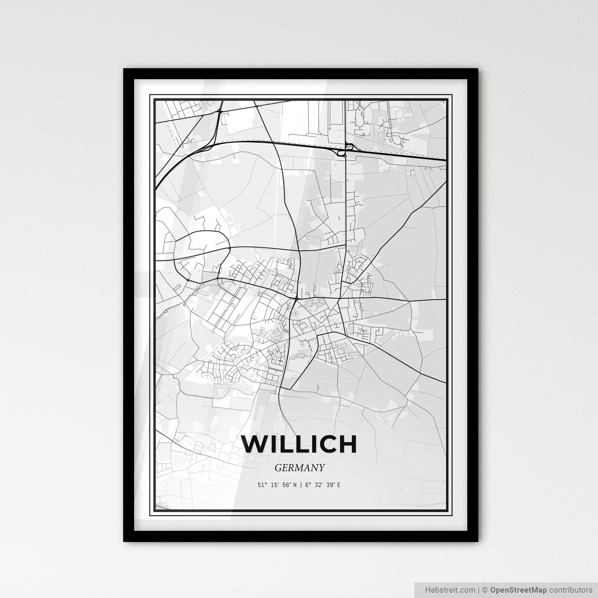 Willich Germany - Scandinavian Style City Map for Modern Home Decor
