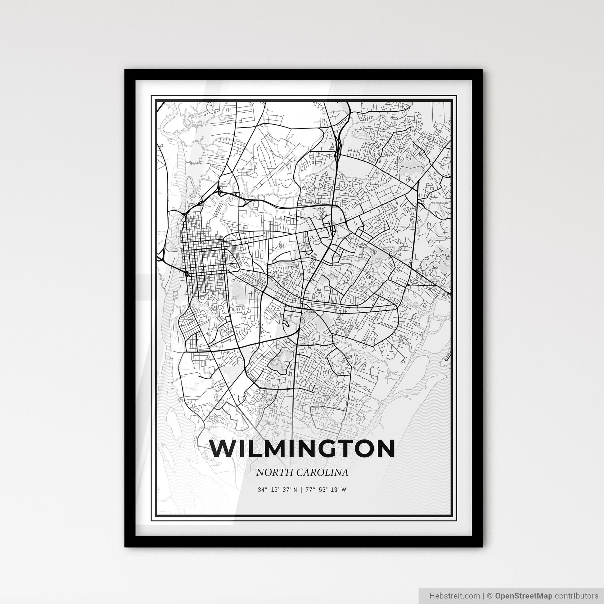 Wilmington North Carolina - Scandinavian Style City Map for Modern Home Decor