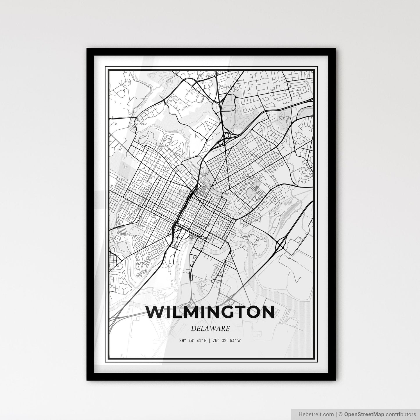 Wilmington Delaware - Scandinavian Style City Map for Modern Home Decor