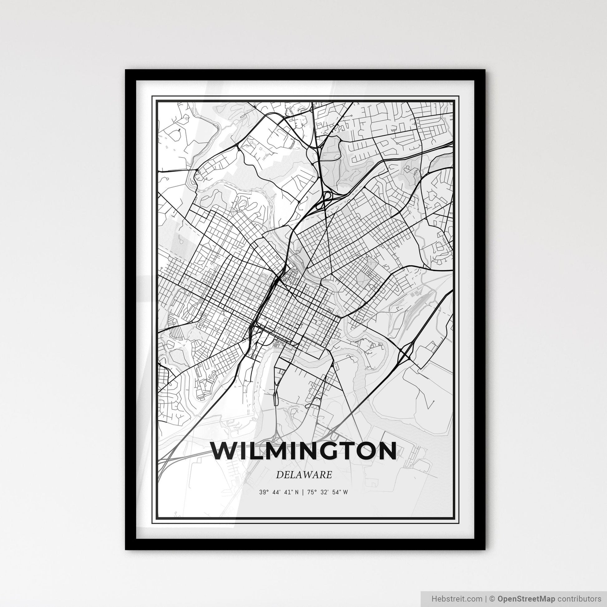 Wilmington Delaware - Scandinavian Style City Map for Modern Home Decor