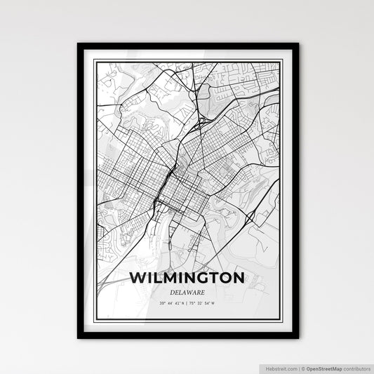 Wilmington Delaware - Scandinavian Style City Map for Modern Home Decor
