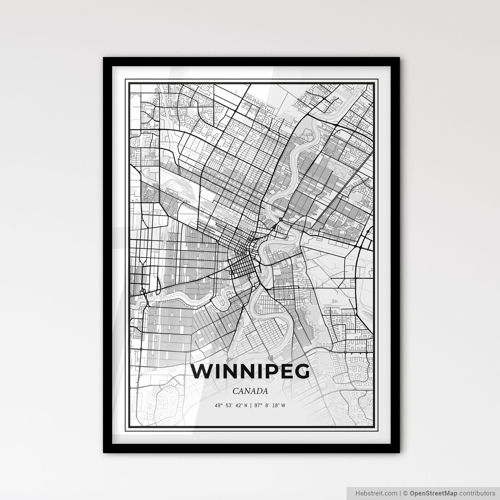 Winnipeg Canada - Scandinavian Style City Map for Modern Home Decor