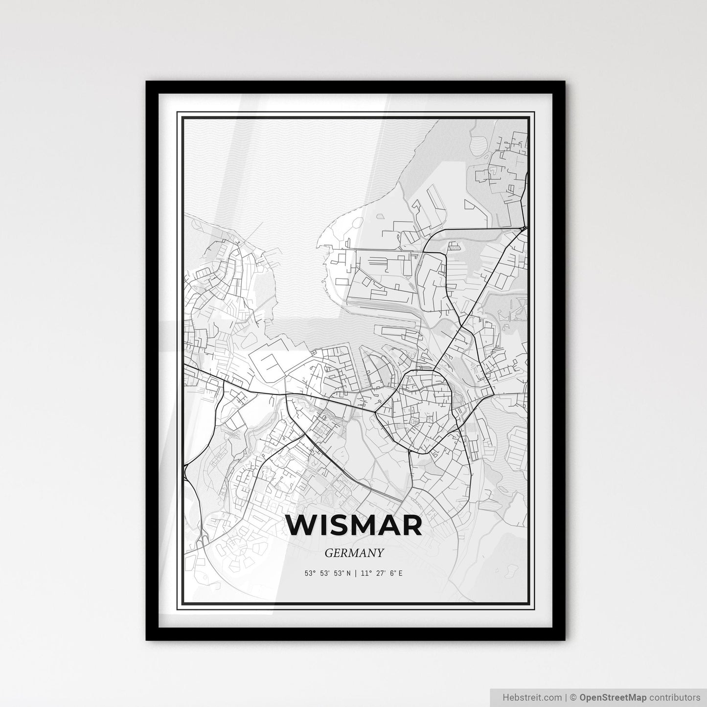 Wismar Germany - Scandinavian Style City Map for Modern Home Decor