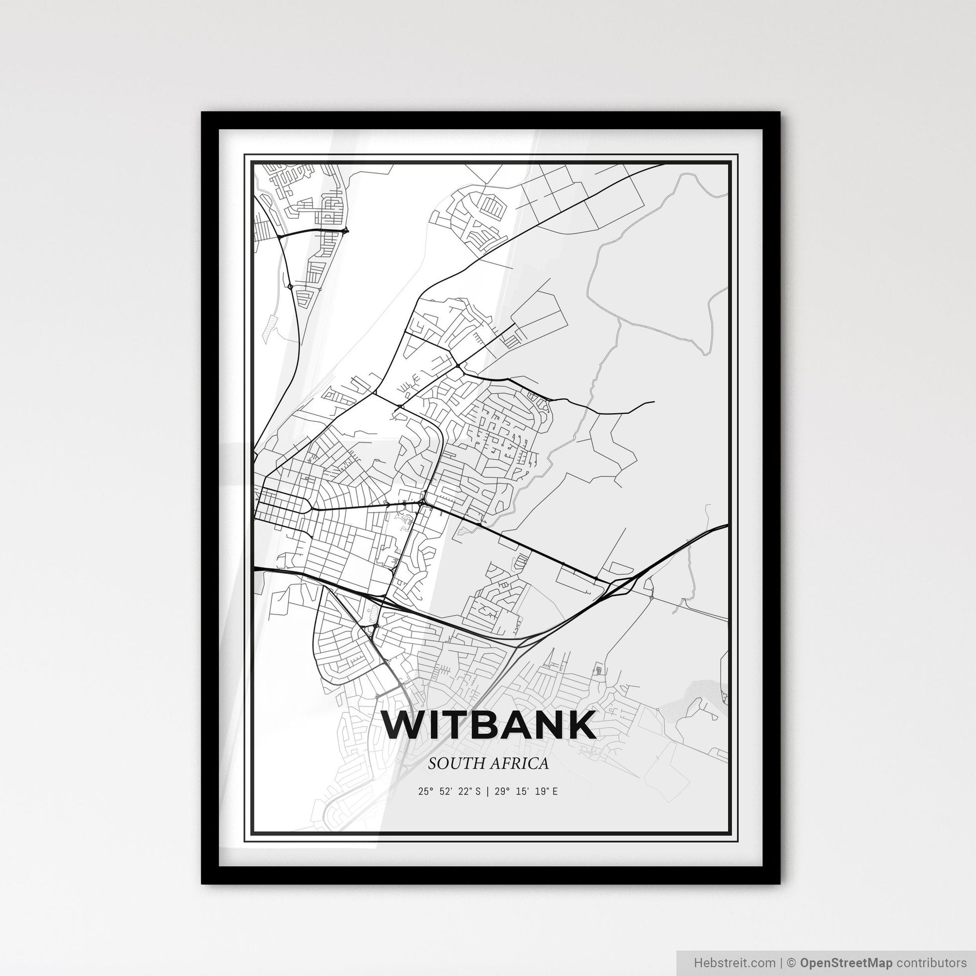 Witbank South Africa - Scandinavian Style City Map for Modern Home Decor