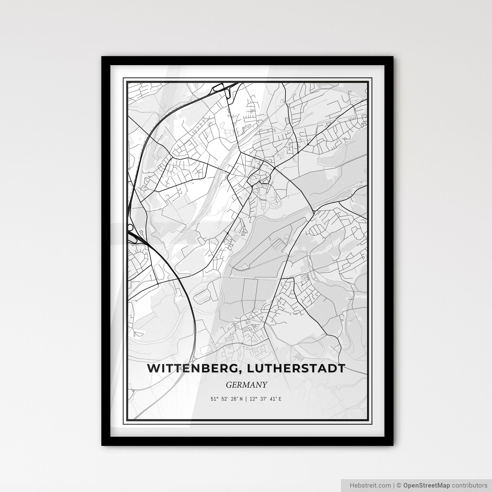 Wittenberg, Lutherstadt Germany - Scandinavian Style City Map for Modern Home Decor