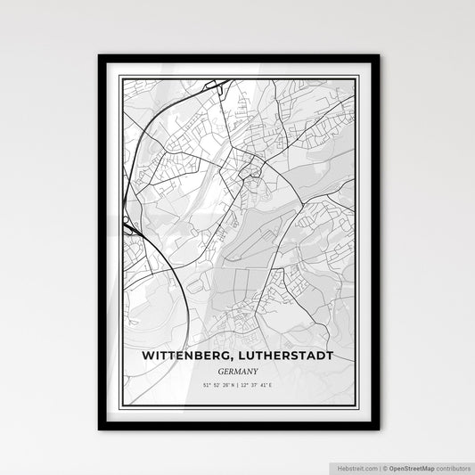 Wittenberg, Lutherstadt Germany - Scandinavian Style City Map for Modern Home Decor