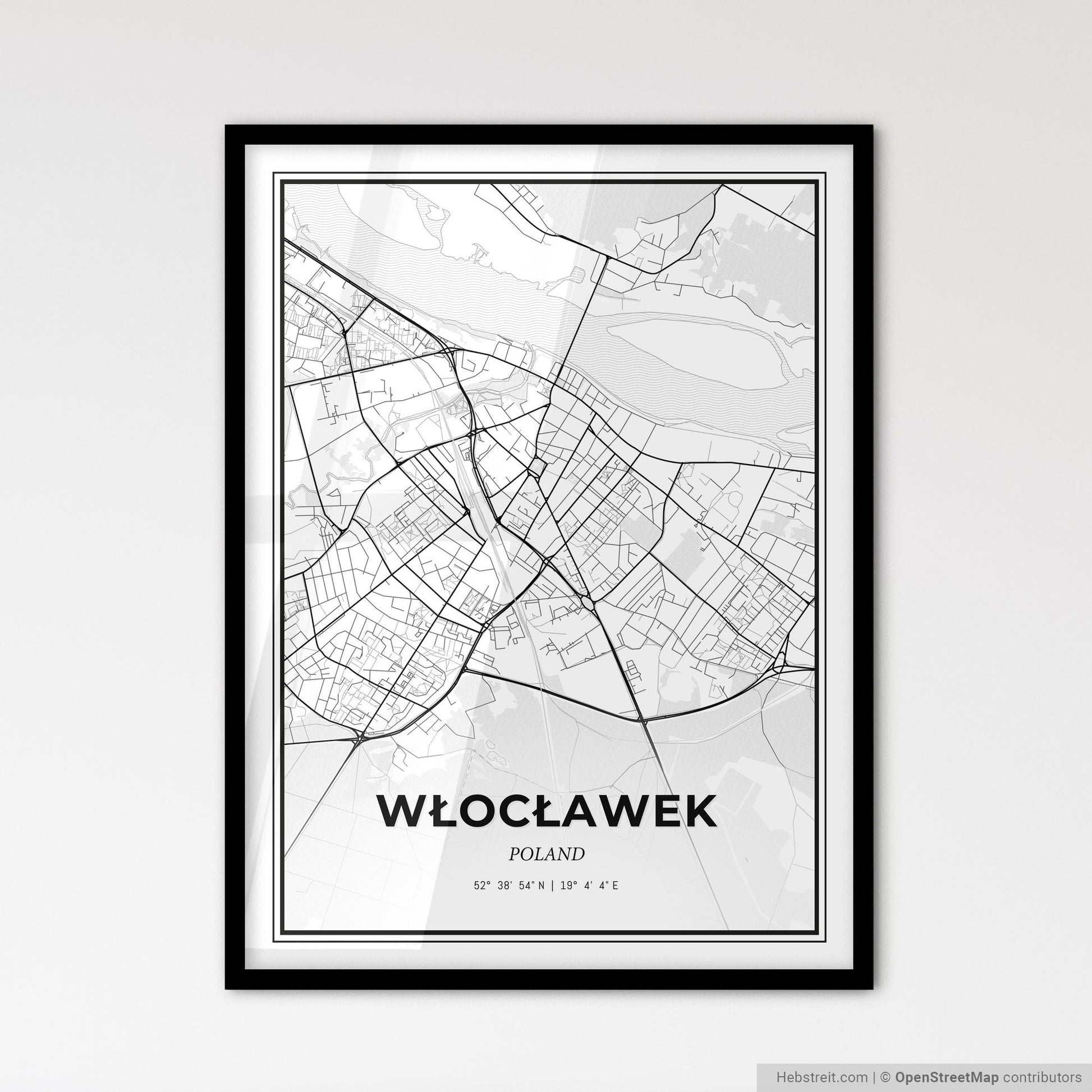 Włocławek Poland - Scandinavian Style City Map for Modern Home Decor
