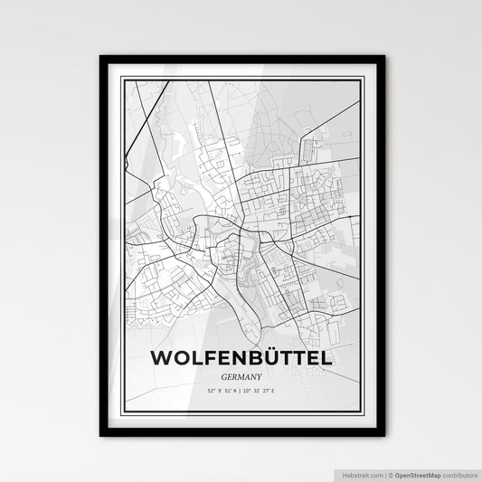 Wolfenbuttel Germany - Scandinavian Style City Map for Modern Home Decor