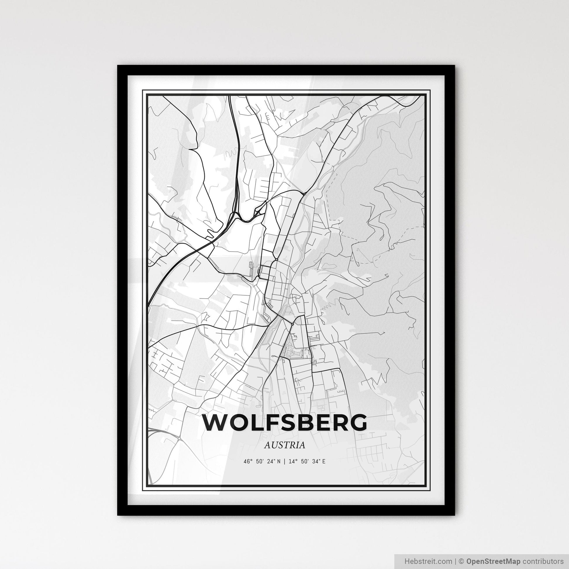 Wolfsberg Austria - Scandinavian Style City Map for Modern Home Decor